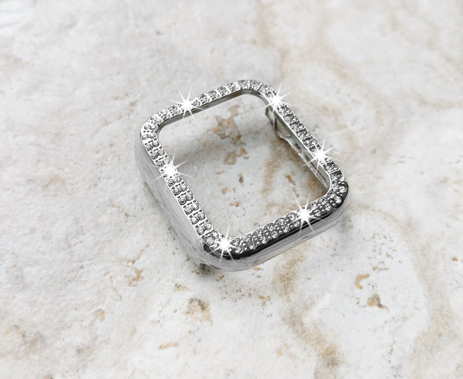 Apple Watch Silver Color Band Set Crystal Bezel Case Cover for Ultra 2 9 8 7 SE 6 5 4 3 2 49mm 45mm 44mm 42mm 41mm 40mm 38mm Milanese Strap